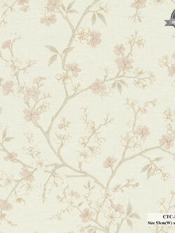 วอลเปเปอร์ลายดอกไม้ซากุระเล็กๆ สีชมพู พื้นสีขาว CTC-B18
