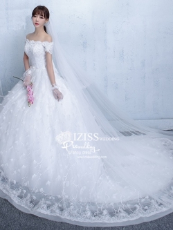 BR293 **พร้อมส่ง**ชุดแต่งงาน&ชุดเจ้าสาวแบบยาวสีขาวเกรดพรีเมี่ยม หรูหราน่ารัก สวยโดดเด่นไม่ซ้ำใคร