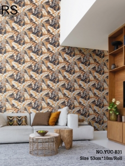 วอลเปเปอร์ลายใบตองพื้นสีดำ (Tropical style) YUC-B31