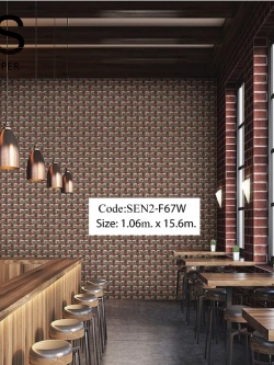 วอลเปเปอร์ลายไม้กราฟฟิค ลูกบากศ์ SEN2-F67W