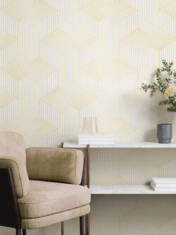 วอลเปเปอร์โมเดิร์นกราฟฟิคสีทองพื้นขาว EPI-F33W