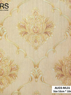 วอลเปเปอร์ลายหลุยส์สีทอง พื้นสีน้ำตาลทอง AUD3-ML31