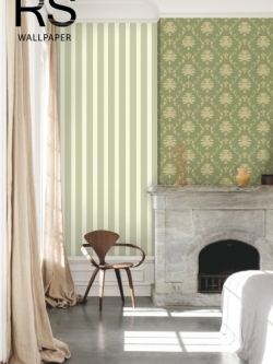 วอลเปเปอร์ลายหลุยส์สีทองเหลืองอ่อนพื้นสีชาเขียว FCO-D38W