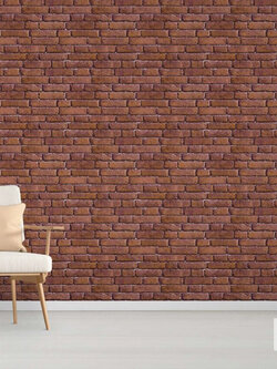 วอลเปเปอร์ลายอิฐสีน้ำตาลส้ม CAS2-D69