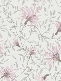 วอลเปเปอร์ลายดอกไม้สีชมพูพื้นน้ำตาลอ่อน VC-D106W