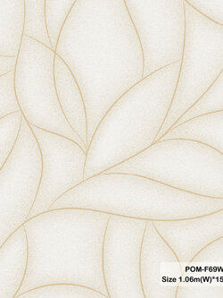 วอลเปเปอร์สไตล์โมเดิร์น ลายเส้นสีทอง พื้นสีขาวปนครีม POM-F69W