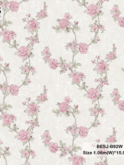 วอลเปอร์ลายดอกไม้สีชมพู พื้นสีน้ำตาลอมชมพู BESJ-B92W