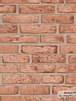 วอลเปเปอร์ลายอิฐ สีส้มอมน้ำตาล BAS3-F79W