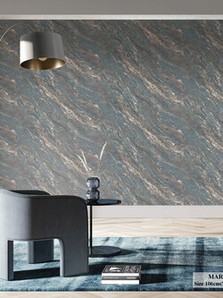 วอลเปเปอร์ลายหินอ่อน สีฟ้าเข้มแทรกสีทอง MAR-C25W