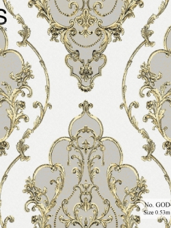 วอลเปเปอร์ วินเทจ สีครีม-เงิน No.GOD-S57