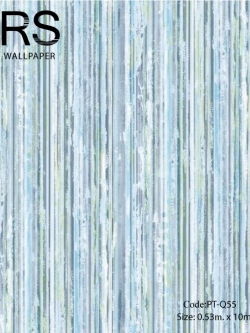 วอลเปเปอร์เทกเจอร์เส้นสีฟ้าน้ำทะเลสลับสีขาว PT-Q55