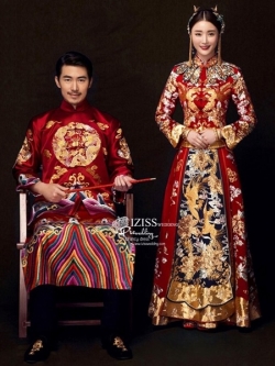 PW622 **พร้อมส่งค่ะ**ชุดแฟนซีกี่เพ้าประยุกต์ ชุดคู่ถ่ายพรีเวดดิ้ง ชุดยกน้ำชา ชุดแต่งงานแฟนซี ชุดจีนชายหญิง "ธีมสีแดง"