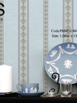 วอลเปเปอร์ลายทางคลาสสิคพื้นสีฟ้า PAMO2-M41W