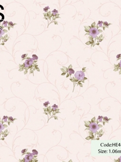 วอลเปเปอร์ลายดอกไม้คลาสสิคพื้นสีโรสโกลด์ HE4-M93W