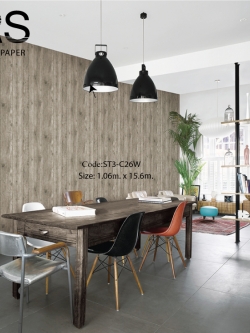 วอลเปเปอร์ลายแผ่นไม้มีตาไม้แผ่นห่างกัน 13ซม. ST3-C26W