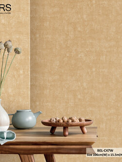 วอลเปเปอร์ลายปูนเปลือย สีน้ำตาลส้ม BEL-C47W