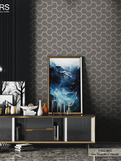 วอลเปเปอร์สไตล์โมเดิร์น ลายหกเหลี่ยม สีดำเทา VDI2-B52