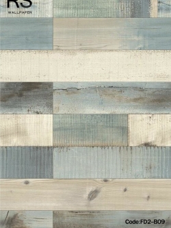 วอลเปเปอร์ลายไม้น้ำตาลฟ้า แนวนอนความสูงช่อง10ซม..(Rustic Style)FD2-B09