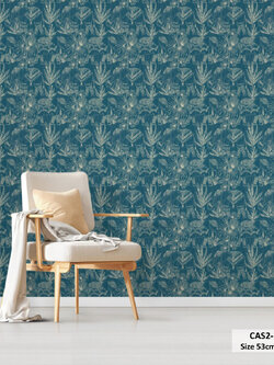 วอลเปเปอร์ลายช้าง โทนสีฟ้าเข้ม CAS2-D48