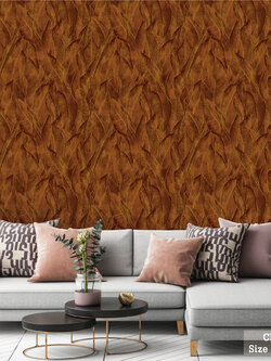 วอลเปเปอร์ ลายใบไม้สีส้มน้ำตาล สไตล์ทรอปิคอล CNV-D14