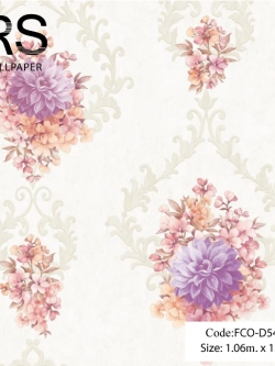 วอลเปเปอร์ลายหลุยส์ดอกไม้โทนสีขาวอมน้ำตาลหม่นๆ FCO-D54W