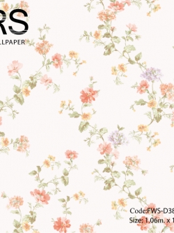 วอลเปเปอร์ลายดอกไม้เล็กๆเลื้อยมีกลิตเตอร์ พื้นลายผ้าสีชมพูอ่อน FWS-D38W