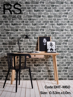 วอลเปเปอร์ ลายอิฐเทาดำ(Loft Style) DHT-M60