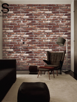 วอลเปเปอร์ลายอิฐสีน้ำตาลเข้ม ST3-C16W