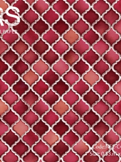วอลเปเปอร์ลายกระเบื้องผิวเงาสีแดงส้ม NF2-C48
