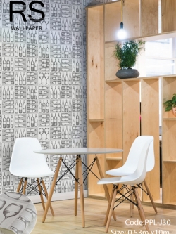 วอลเปเปอร์ร้านขนม กาแฟ ลายขวดน้ำ ขาวดำ PPL-J30