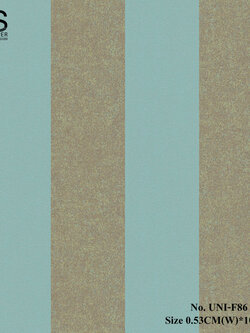 วอลเปเปอร์ติดผนัง ลายทาง สีเขียวปนน้ำตาลสลับสีทอง No.UNI-F86