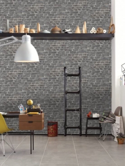 วอลเปเปอร์ ลายอิฐเทา น้ำตาล(Loft Style) DHT-M67