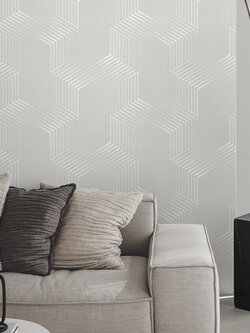 วอลเปเปอร์โมเดิร์นกราฟฟิคสีขาวพื้นเทา EPI-F29W