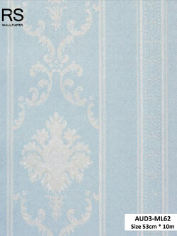 วอลเปเปอร์ลายหลุยส์คลาสสิค สีฟ้าขาว AUD3-ML62