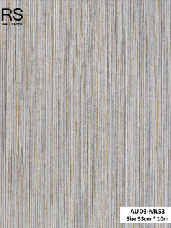 วอลเปเปอร์ สีเทาอมม่วงแทรกเส้นสีทอง ปนกลิตเตอร์สีเงิน AUD3-ML53