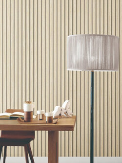 วอลเปเปอร์ลายไม้ระแนงขนาด 2 เซ็นฯ เซาะร่อง สีน้ำตาลเทา ST4-C23W