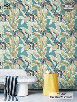 วอลเปเปอร์ลายใบไม้สไตล์ทรอปิคอล BTH-B06