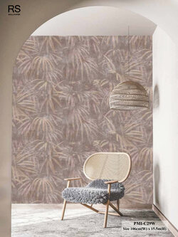 วอลเปเปอร์ลายใบไม้สีน้ำตาล พื้นสีน้ำตาลชมพู PMI-C29W