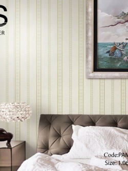 วอลเปเปอร์ลายทางคลาสสิคพื้นสีทองอ่อนขาว PAMO2-M35W