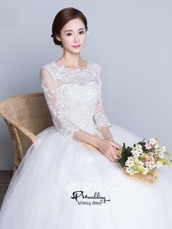 BR222 **พรีออเดอร์**ชุดแต่งงาน&ชุดเจ้าสาวแบบยาวสีขาวเกรดพรีเมี่ยม หรูหราน่ารัก สวยโดดเด่นไม่ซ้ำใคร สวยงามดุจเจ้าหญิง