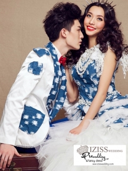 PW141 - Pre order ชุดคู่ถ่ายพรีเวดดิ้ง (prewedding dress) & ชุดแต่งงานแฟนซี (Fancy wedding dress)ชายหญิง "ธีมสีขาว-ยีนส์"