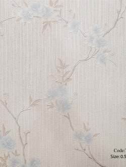 วอลเปเปอร์ลายดอกไม้สีฟ้าแกมขาวพื้นสีขาว THA-B11