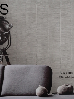 วอลเปเปอร์ลายปูนคอนกรีตสีเทาเข้มเป็นทางตั้งช่องห่าง 9.7 ซ.ม. THA-B37