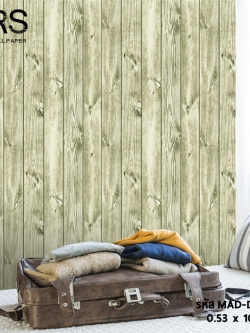 วอลเปเปอร์ลายไม้ สีน้ำตาล อ่อน ช่องไม้กว้าง 10 ซม. (Loft Style) MAD-D43