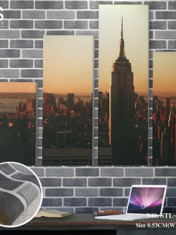 วอลเปเปอร์ติดผนัง ลายอิฐสีเทา No.STL-J106