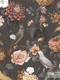 วอลเปเปอร์ลายดอกไม้ สีพื้นน้ำตาลเข้ม BTH-B26