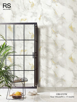 วอลเปเปอร์ลายหินอ่อน สีเทาอ่อนปนสีทอง OBJ-F03W