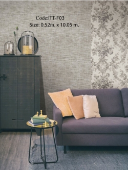วอลเปเปอร์เทกเจอร์ผ้าพื้นสีเงินดำ ITT-F03