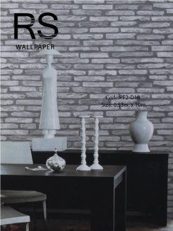 วอลเปเปอร์ลายอิฐเก่าสีเทาขาวร่องสีเทาเข้ม PF2-D18
