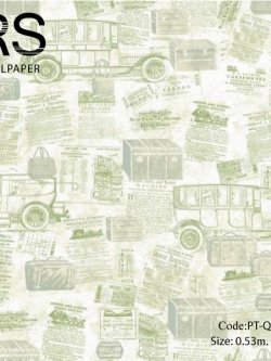 วอลเปเปอร์ลายรถมีตัวหนังสือสไตล์คลาสสิค PT-Q27